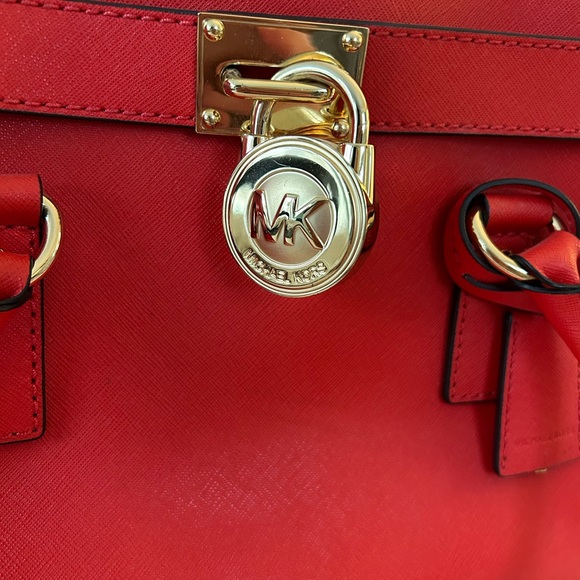 Michael Kors Red Satchel Tote Bag - Picture 3 of 7